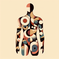 draw an abstract human body using irregular shapes