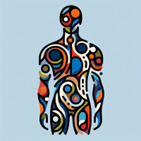 draw an abstract human using irregular shapes