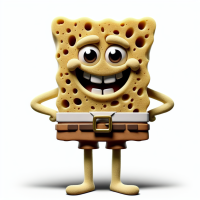 spongebob with his arms help over his torso in an X shape